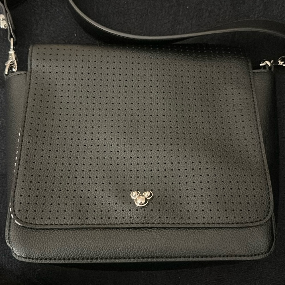 Disney Black Crossbody Pin Bag with Mickey Mouse Logo